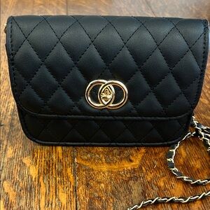 NEW! Elegant Black Quilted Crossbody Bag